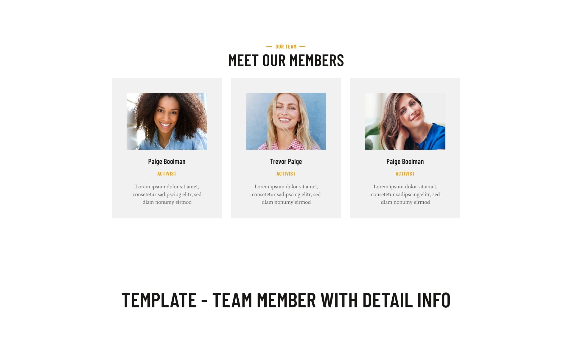 Block - team member with detail info