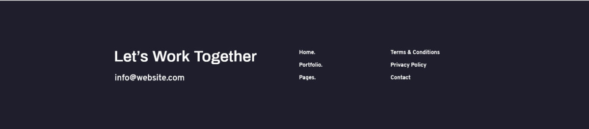 Footer dark with nav buttons